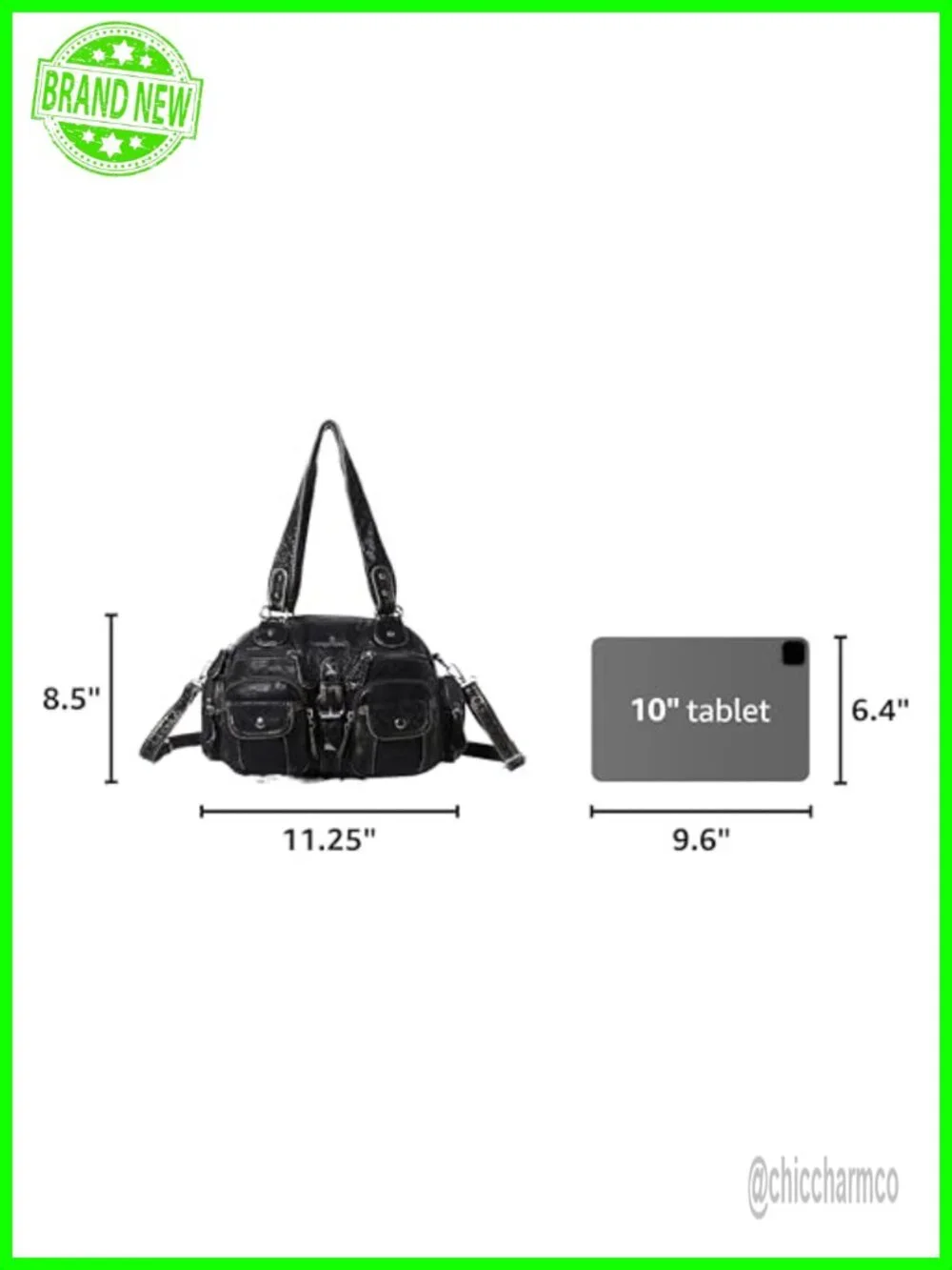 Washed PU Leather Hobo Crossbody Bag Multipocket Removable Strap Shoulder